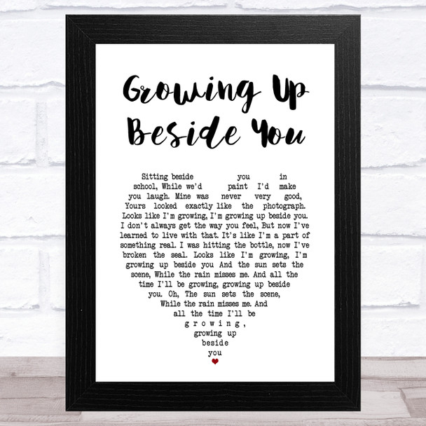 Paolo Nutini Growing Up Beside You White Heart Song Lyric Art Print