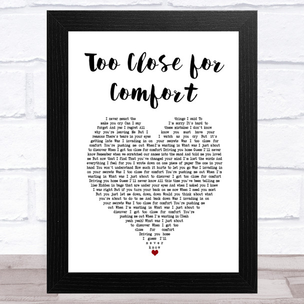 McFly Too Close for Comfort White Heart Song Lyric Art Print