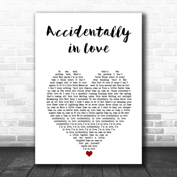Counting Crows Accidentally in Love White Heart Song Lyric Art Print