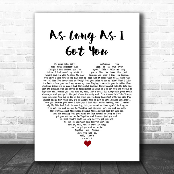 Lily Allen As Long As I Got You White Heart Song Lyric Art Print