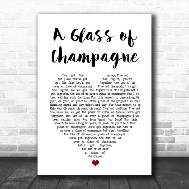 Sailor A Glass of Champagne White Heart Song Lyric Art Print