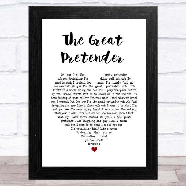 Freddie Mercury The Great Pretender White Heart Song Lyric Art Print