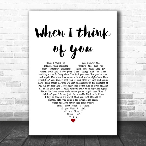 Steve Perry When I think of you White Heart Song Lyric Art Print
