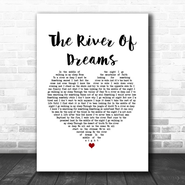 Billy Joel The River Of Dreams White Heart Song Lyric Art Print