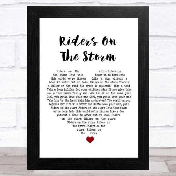 The Doors Riders On The Storm White Heart Song Lyric Art Print