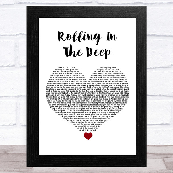 Adele Rolling In The Deep White Heart Song Lyric Art Print