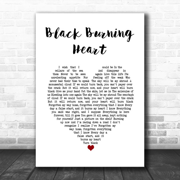 Keane Black Burning Heart White Heart Song Lyric Art Print