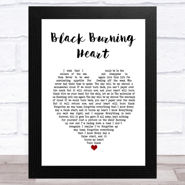 Keane Black Burning Heart White Heart Song Lyric Art Print