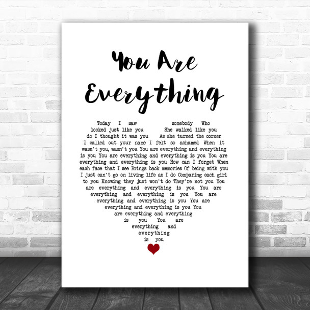 The Stylistics You Are Everything White Heart Song Lyric Art Print