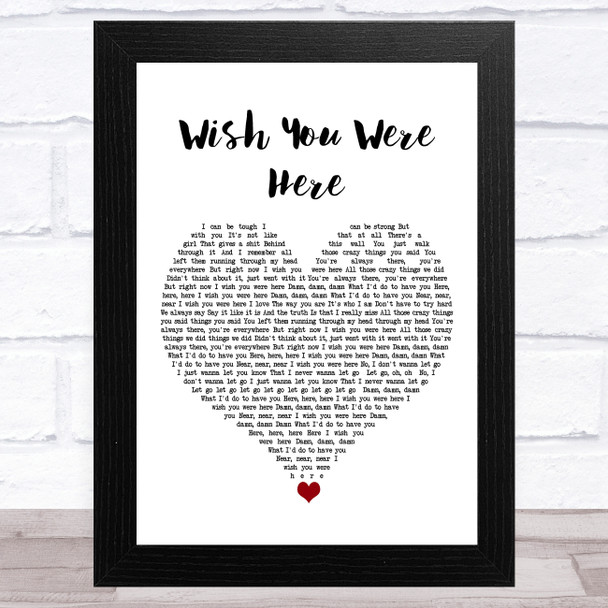 Avril Lavigne Wish You Were Here White Heart Song Lyric Art Print