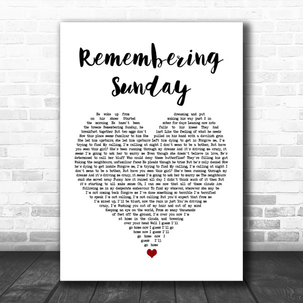 All Time Low Remembering Sunday White Heart Song Lyric Art Print