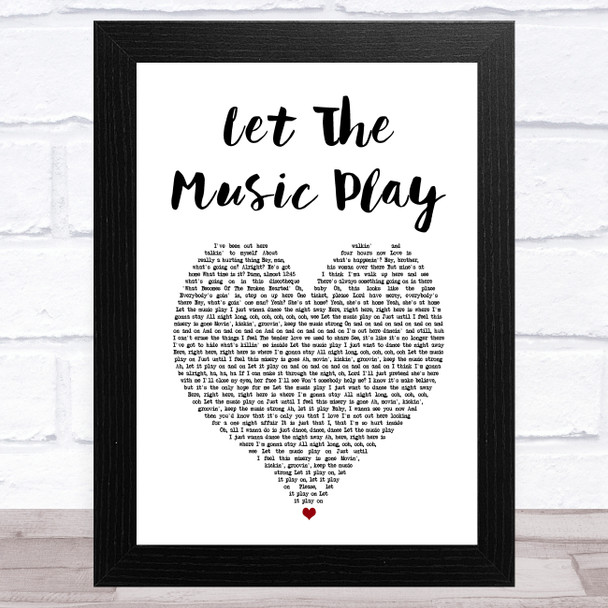 Barry White Let the Music Play White Heart Song Lyric Art Print