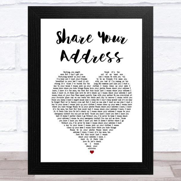Ben Platt Share Your Address White Heart Song Lyric Art Print