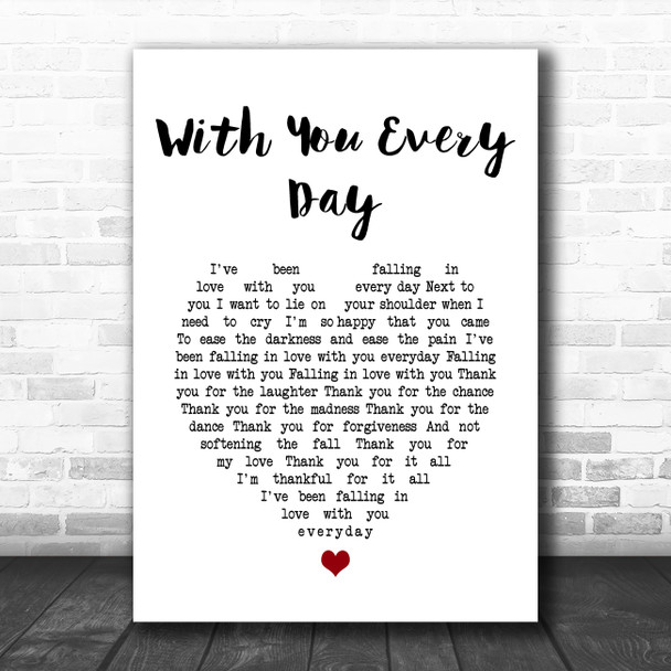 Beth Hart With You Every Day White Heart Song Lyric Art Print