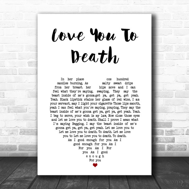 Type O Negative Love You To Death White Heart Song Lyric Art Print