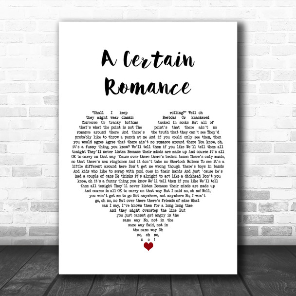 Arctic Monkeys A Certain Romance White Heart Song Lyric Art Print
