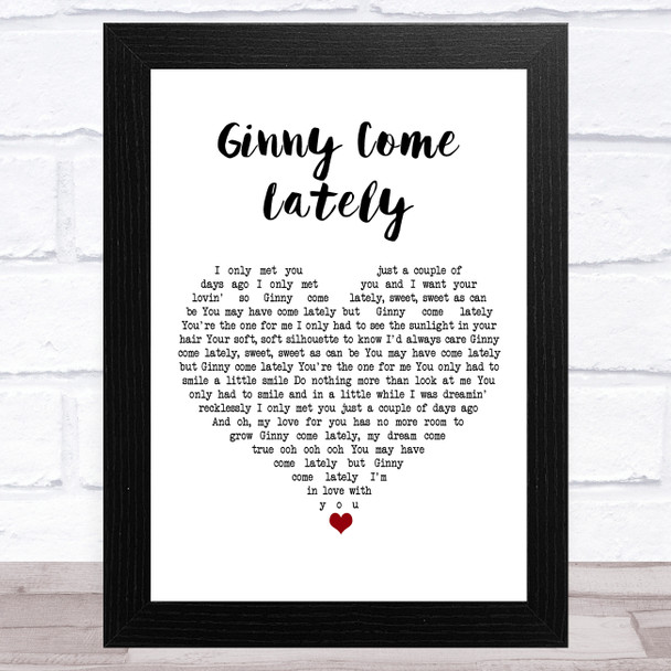 Brian Hyland Ginny Come Lately White Heart Song Lyric Art Print