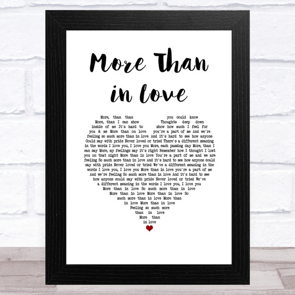 Kate Robbins More Than in Love White Heart Song Lyric Art Print