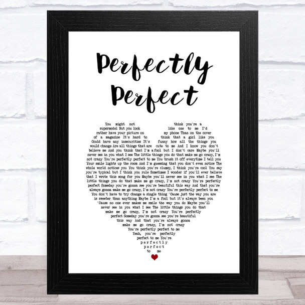 Simple Plan Perfectly Perfect White Heart Song Lyric Art Print