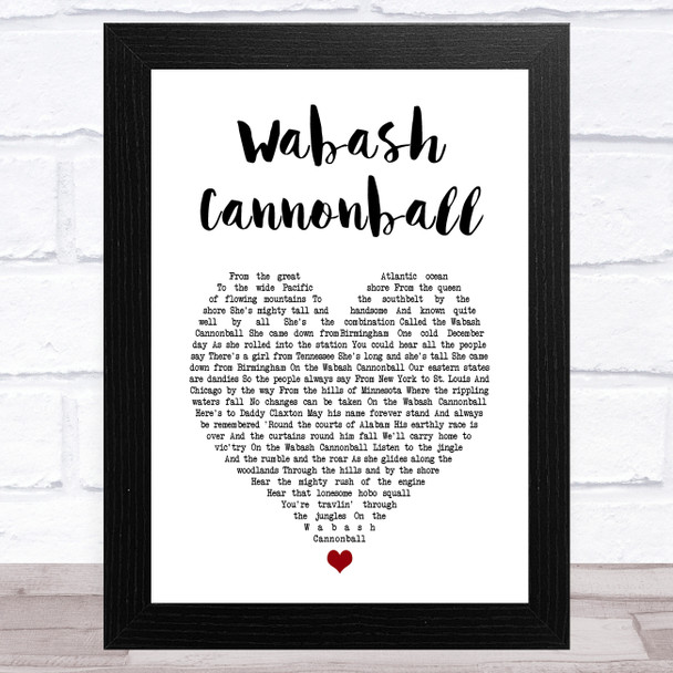 Roy Acuff Wabash Cannonball White Heart Song Lyric Art Print