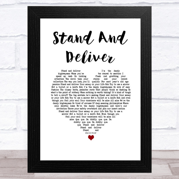 Adam Ant Stand And Deliver White Heart Song Lyric Art Print