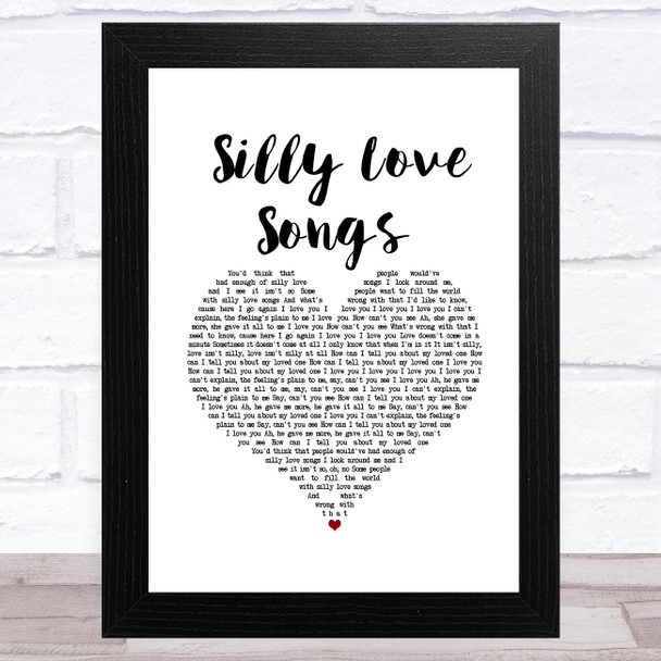 Paul McCartney & Wings Silly Love Songs White Heart Song Lyric Art Print