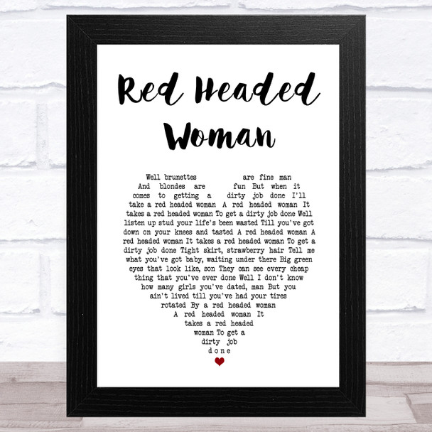 Bruce Springsteen Red Headed Woman White Heart Song Lyric Art Print