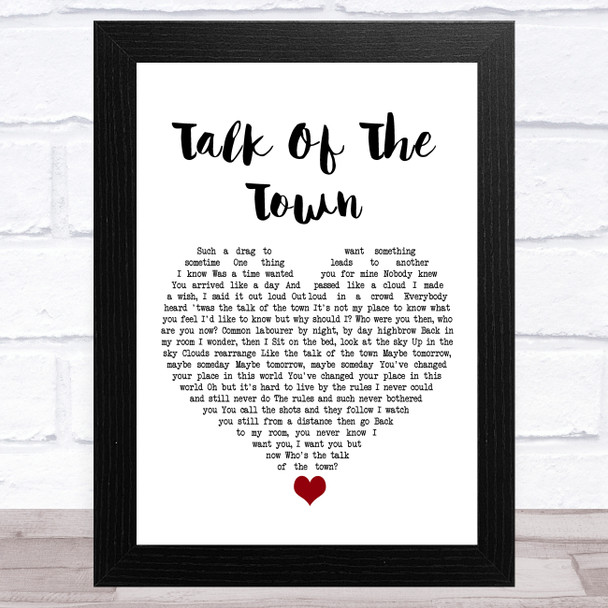 The Pretenders Talk Of The Town White Heart Song Lyric Art Print