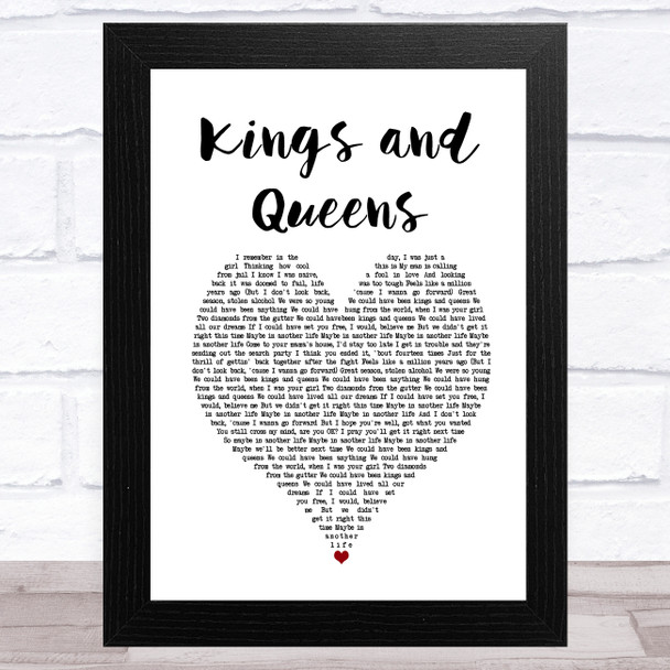 Paloma Faith Kings and Queens White Heart Song Lyric Art Print