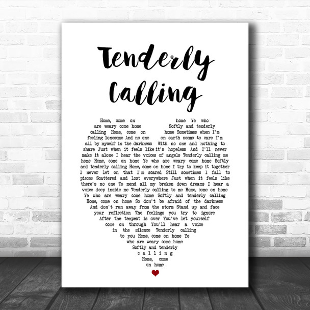 John Denver Tenderly Calling White Heart Song Lyric Art Print