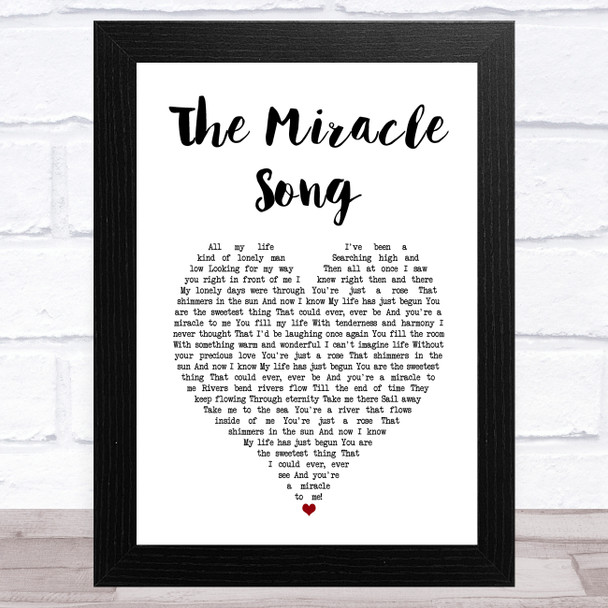 Neil Sedaka The Miracle Song White Heart Song Lyric Art Print
