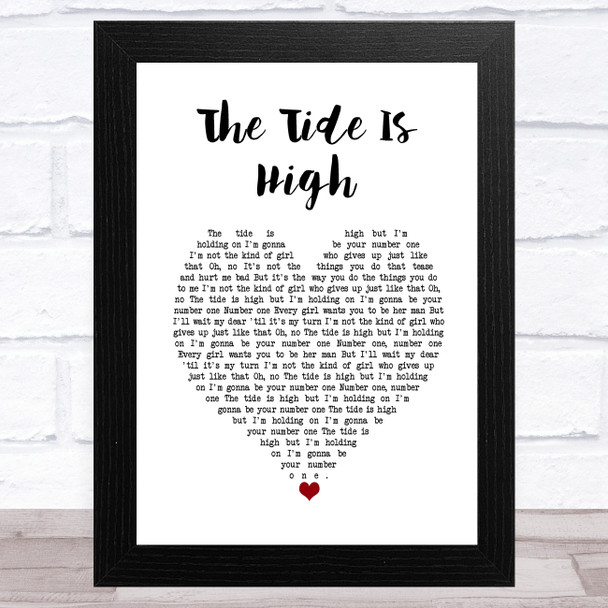 Blondie The Tide Is High White Heart Song Lyric Art Print