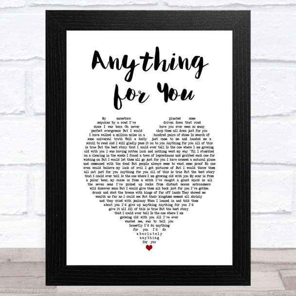 Ludo Anything for You White Heart Song Lyric Art Print