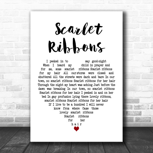 Harry Belafonte Scarlet Ribbons White Heart Song Lyric Art Print