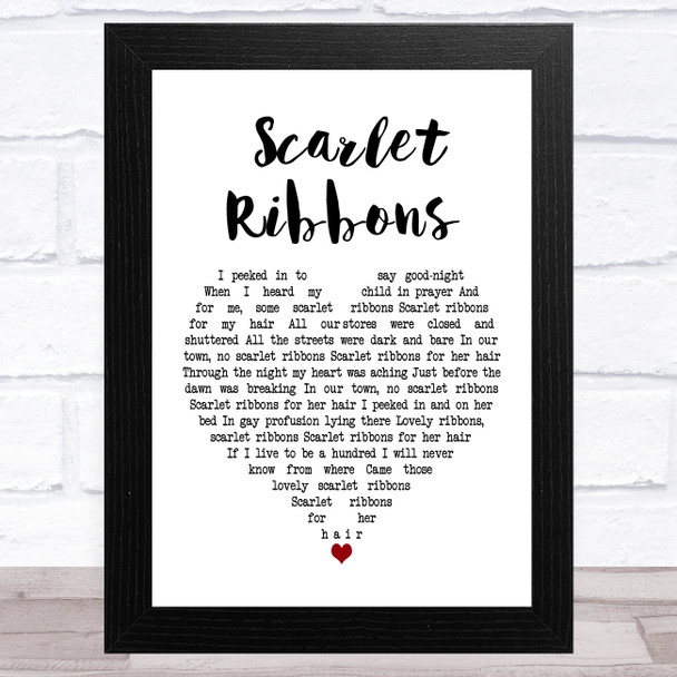 Harry Belafonte Scarlet Ribbons White Heart Song Lyric Art Print
