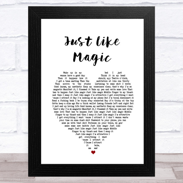 Ariana Grande just like magic White Heart Song Lyric Art Print