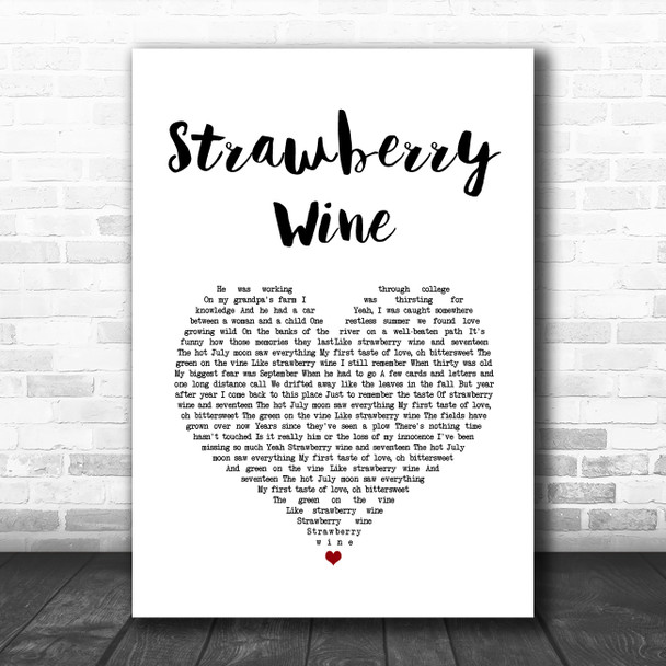Deana Carter Strawberry Wine White Heart Song Lyric Art Print