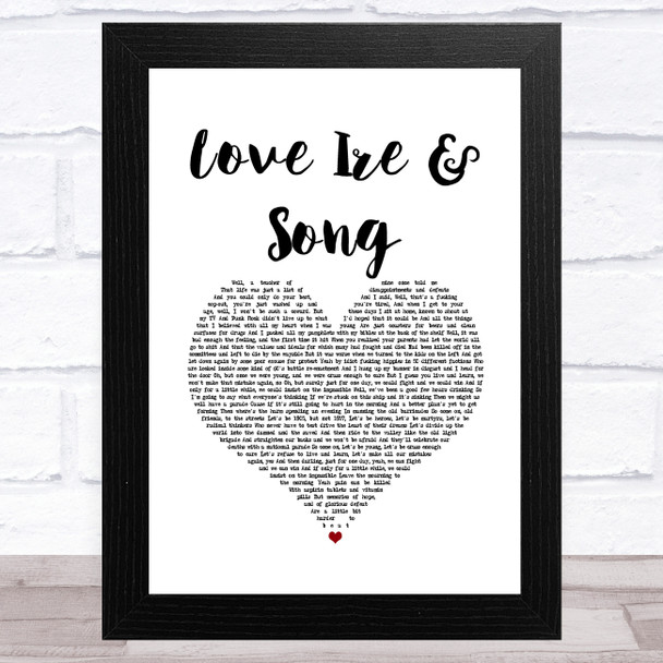 Frank Turner Love Ire & Song White Heart Song Lyric Art Print