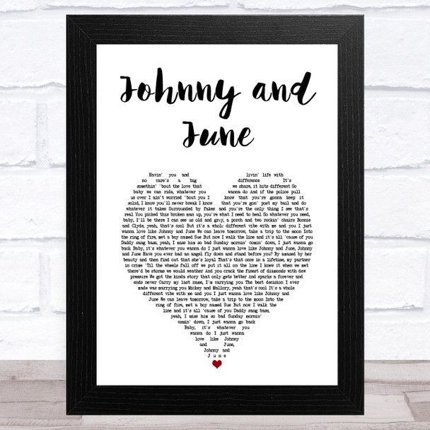 Jelly Roll Johnny and June White Heart Song Lyric Art Print