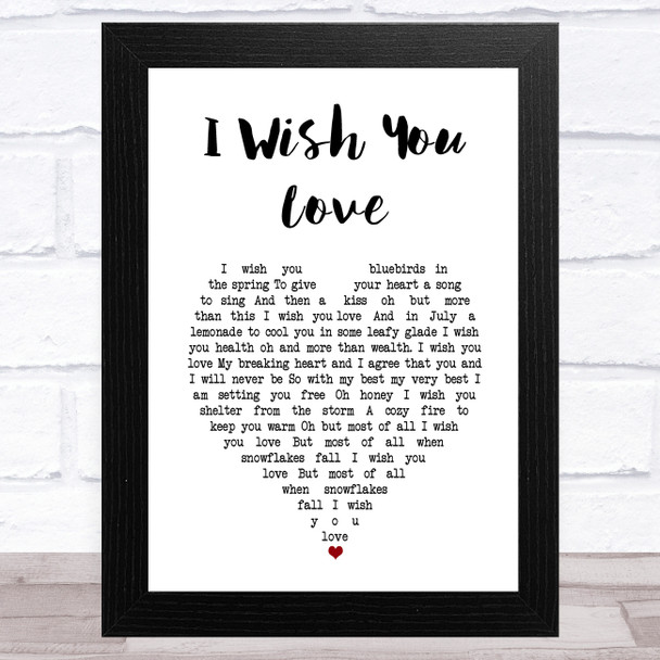 Sam Cooke I Wish You Love White Heart Song Lyric Art Print