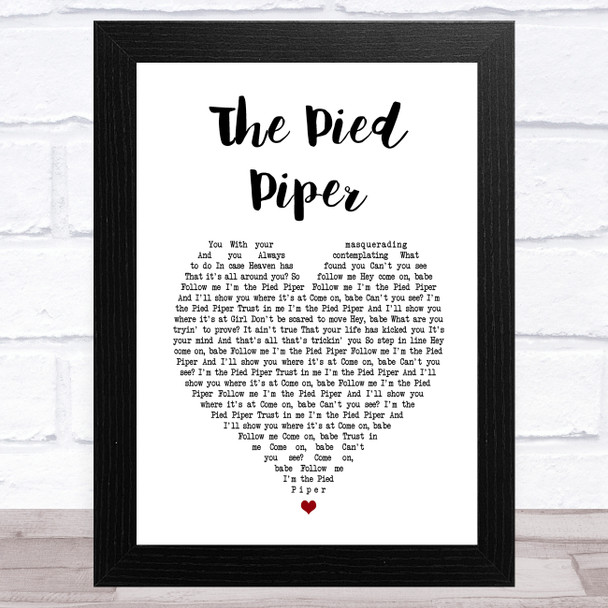 Crispian St. Peters The Pied Piper White Heart Song Lyric Art Print