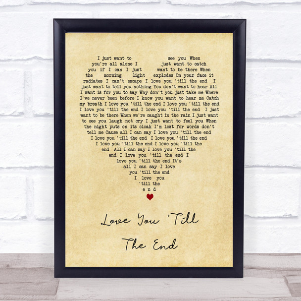 Love You 'Till The End The Pogues Vintage Heart Song Lyric Music Wall Art Print