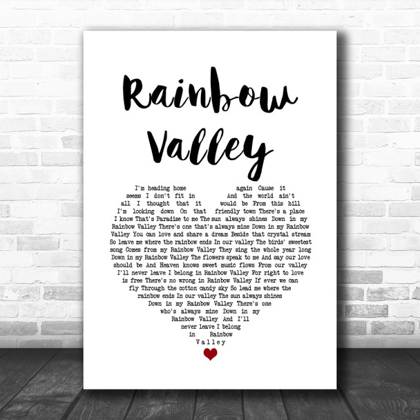 The Love Affair Rainbow Valley White Heart Song Lyric Art Print