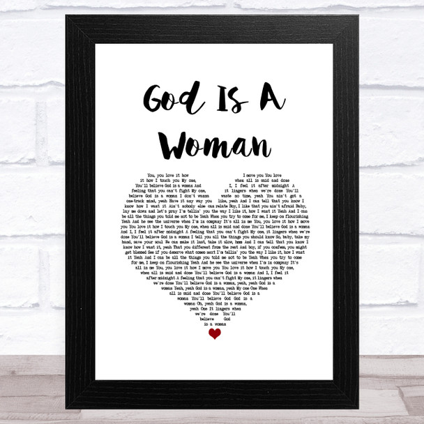 Ariana Grande God Is A Woman White Heart Song Lyric Art Print