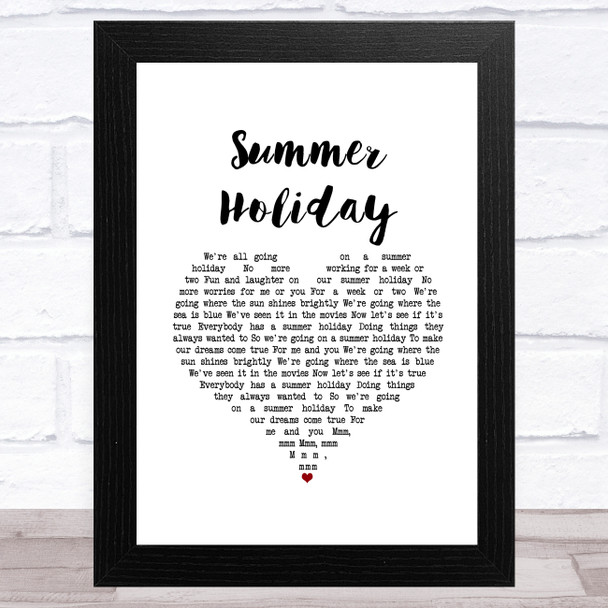 Cliff Richard Summer Holiday White Heart Song Lyric Art Print