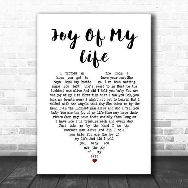 John Fogerty Joy Of My Life White Heart Song Lyric Art Print