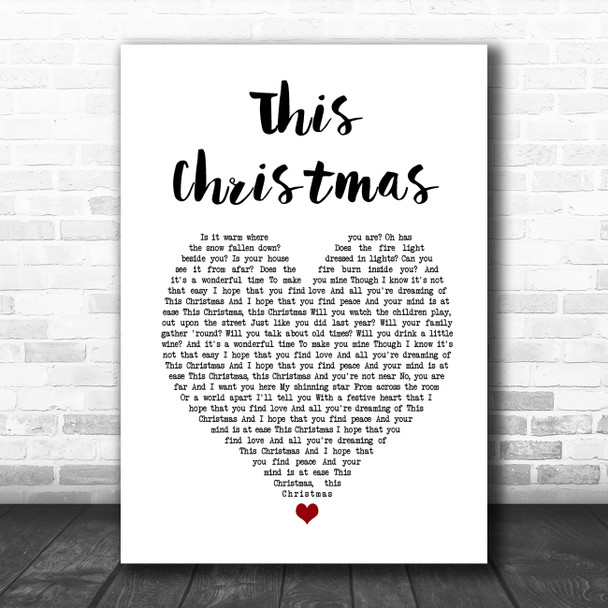 Picture This This Christmas White Heart Song Lyric Art Print