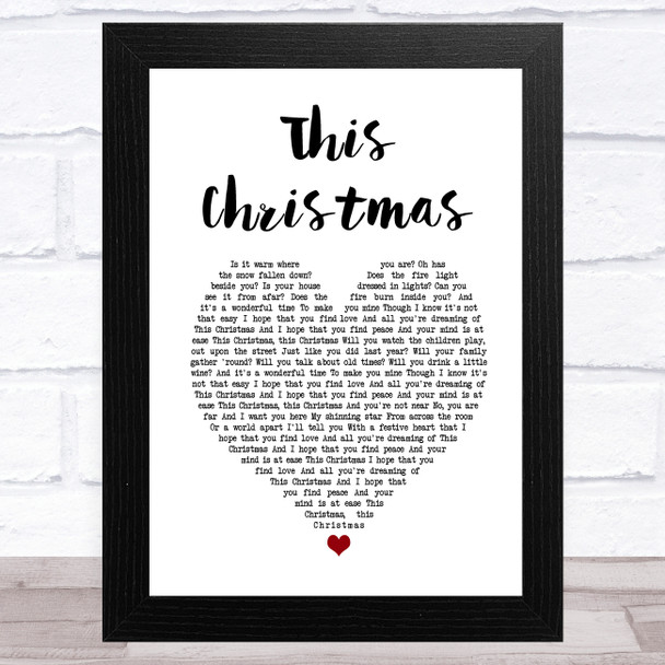 Picture This This Christmas White Heart Song Lyric Art Print