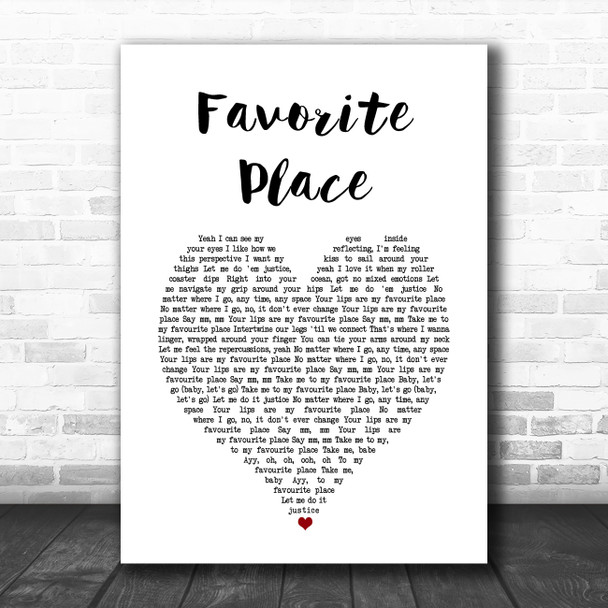 John Legend Favorite Place White Heart Song Lyric Art Print