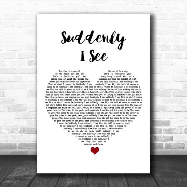 KT Tunstall Suddenly I See White Heart Song Lyric Art Print